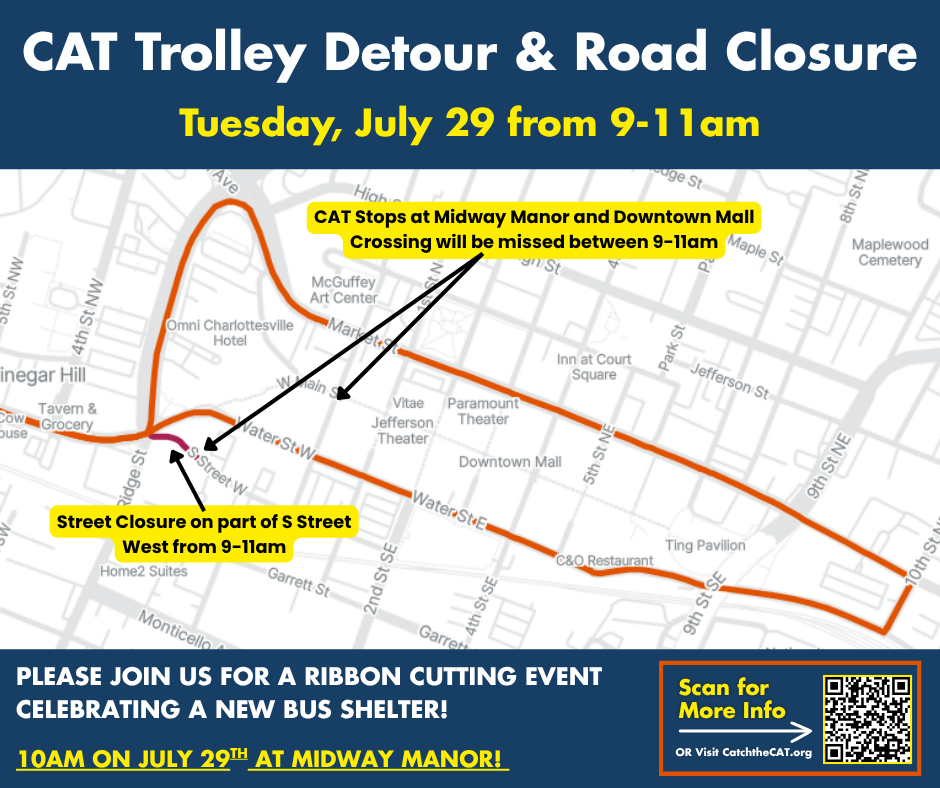 Trolley Detour and Road Closure for Ribbon Cutting at Midway Manor