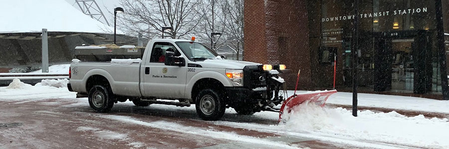 Truck snow plowing