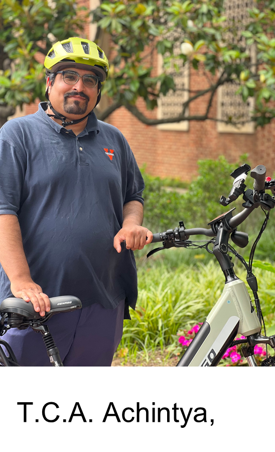 TCA Achintya stands with his e-bike purchased through the voucher program.