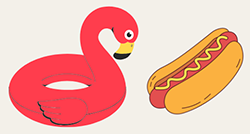 Flamingo and Hot Dog Graphic