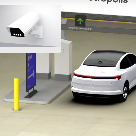 Car Driving Into Parking Garage