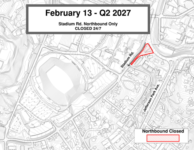 Stadium Rd NB only closed