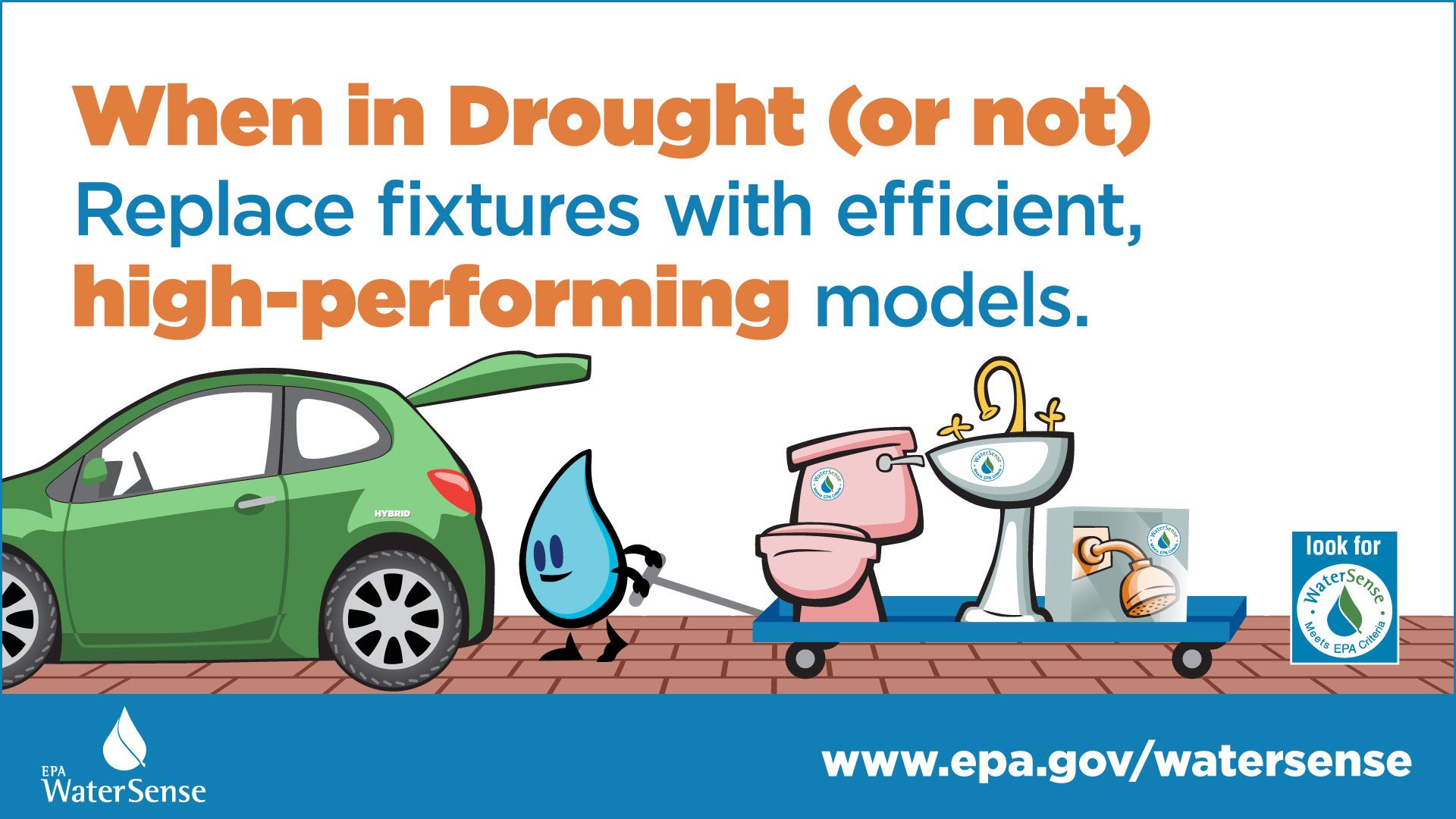 WaterSense reminder that when in drought to replace fixtures with high performing models